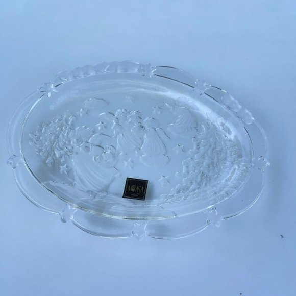 Mikasa Vintage Small Oval Crystal Candy Dish With Angels Design 9.2x7.0in - Picture 9 of 10